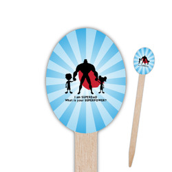 Super Dad Oval Wooden Food Picks - Single Sided