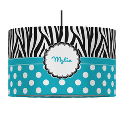 Dots & Zebra 12" Drum Pendant Lamp - Fabric (Personalized)