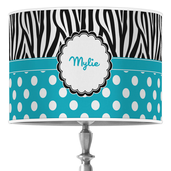 Custom Dots & Zebra 16" Drum Lamp Shade - Poly-film (Personalized)