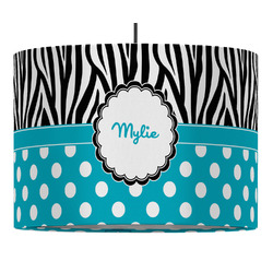 Dots & Zebra 16" Drum Pendant Lamp - Fabric (Personalized)