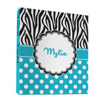 Dots & Zebra 3 Ring Binder - Full Wrap - 1" (Personalized)