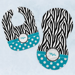 Dots & Zebra Baby Bib & Burp Set w/ Name or Text