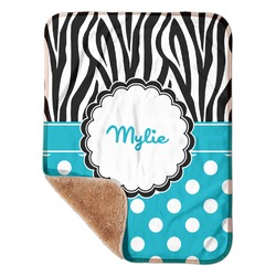 Dots & Zebra Sherpa Baby Blanket - 30" x 40" w/ Name or Text