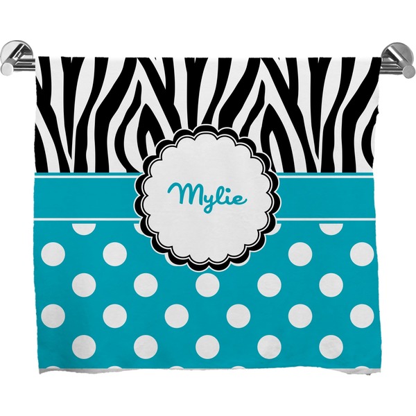 Custom Dots & Zebra Bath Towel (Personalized)