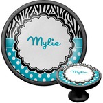 Dots & Zebra Cabinet Knob (Black) (Personalized)