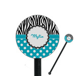 Dots & Zebra 5.5" Round Plastic Stir Sticks - Black - Double Sided (Personalized)