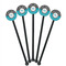 Dots & Zebra Black Plastic 5.5" Stir Stick - Round - Fan View