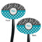 Dots & Zebra Black Plastic 7" Stir Stick - Double Sided - Oval - Front & Back