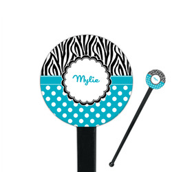 Dots & Zebra 7" Round Plastic Stir Sticks - Black - Double Sided (Personalized)