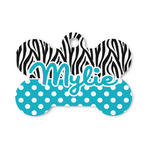 Dots & Zebra Bone Shaped Dog ID Tag - Small (Personalized)