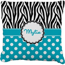 Dots & Zebra Faux-Linen Throw Pillow 20" (Personalized)