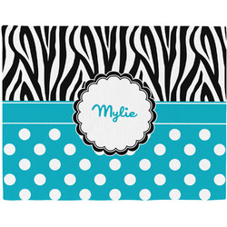 Dots & Zebra Woven Fabric Placemat - Twill w/ Name or Text