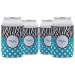 Dots & Zebra Can Cooler (12 oz) - Set of 4 w/ Name or Text