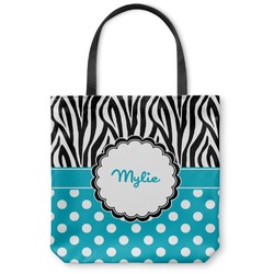 Dots & Zebra Canvas Tote Bag - Large - 18"x18" (Personalized)