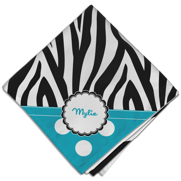 Custom Dots & Zebra Cloth Dinner Napkin - Single w/ Name or Text