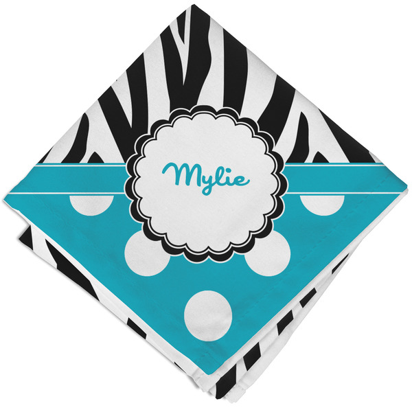 Custom Dots & Zebra Cloth Napkin w/ Name or Text