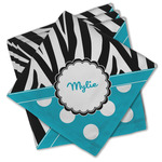 Dots & Zebra Cloth Cocktail Napkins - Set of 4 w/ Name or Text