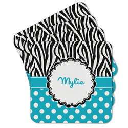 Dots & Zebra Cork Coaster - Set of 4 w/ Name or Text