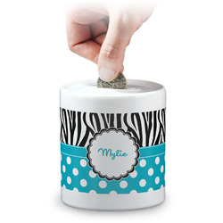 Dots & Zebra Coin Bank (Personalized)