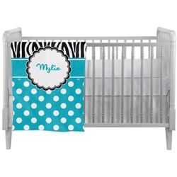 Dots & Zebra Crib Comforter / Quilt (Personalized)