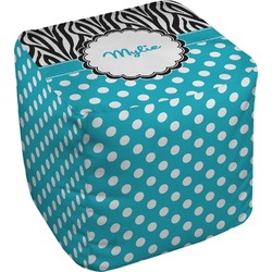 Dots & Zebra Cube Pouf Ottoman - 18" (Personalized)