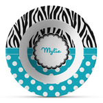 Dots & Zebra Plastic Bowl - Microwave Safe - Composite Polymer (Personalized)