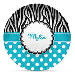 Dots & Zebra Microwave Safe Plastic Plate - Composite Polymer (Personalized)