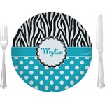 Dots & Zebra 10" Glass Lunch / Dinner Plates - Single or Set (Personalized)