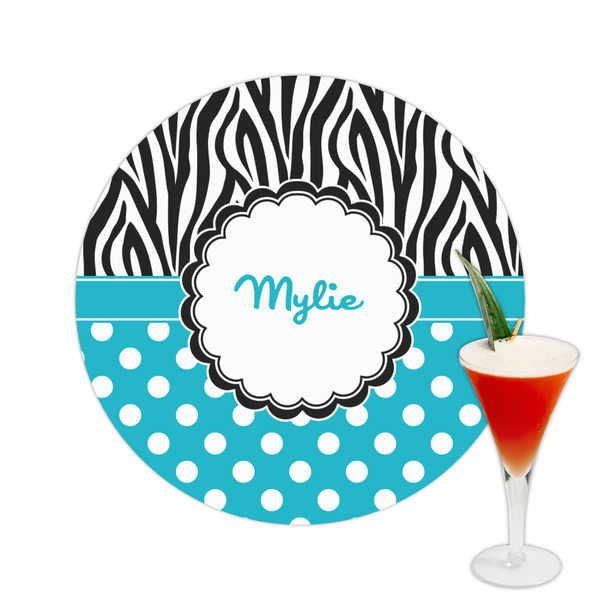 Custom Dots & Zebra Printed Drink Topper -  2.5" (Personalized)