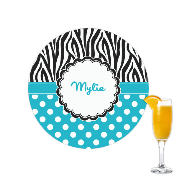 Custom Dots & Zebra Printed Drink Topper - 2.15" (Personalized)