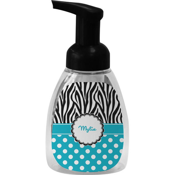 Custom Dots & Zebra Foam Soap Bottle - Black (Personalized)