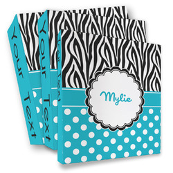 Dots & Zebra 3 Ring Binder - Full Wrap (Personalized)