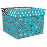 Dots & Zebra Gift Box with Lid - Canvas Wrapped - X-Large (Personalized)