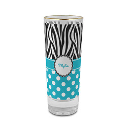 Dots & Zebra 2 oz Shot Glass -  Glass with Gold Rim - Single (Personalized)