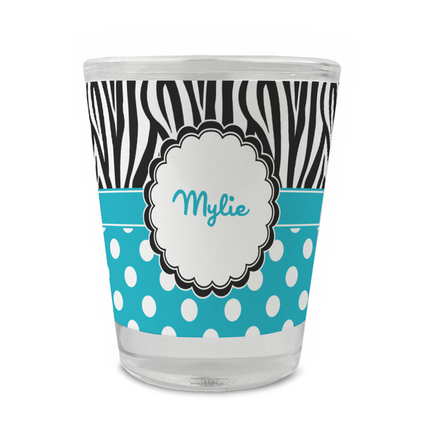 Custom Dots & Zebra Glass Shot Glass - 1.5 oz - Set of 4 (Personalized)