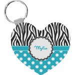 Dots & Zebra Heart Plastic Keychain w/ Name or Text