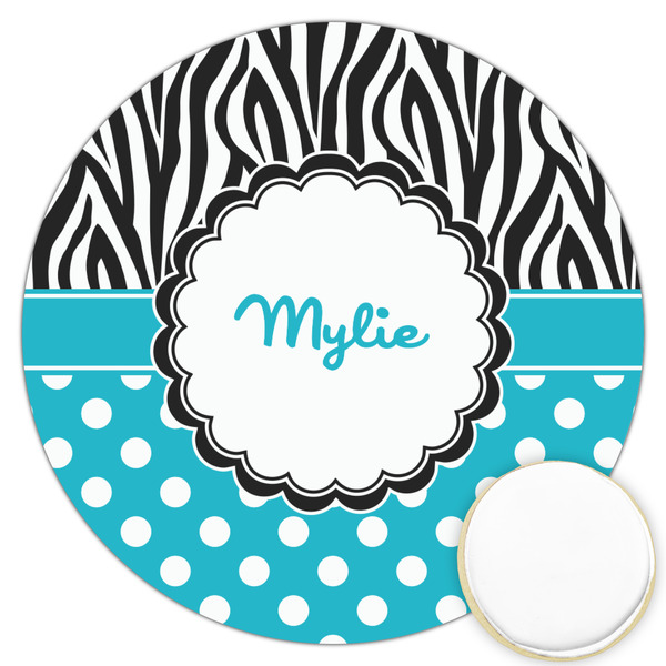Custom Dots & Zebra Printed Cookie Topper - 3.25" (Personalized)