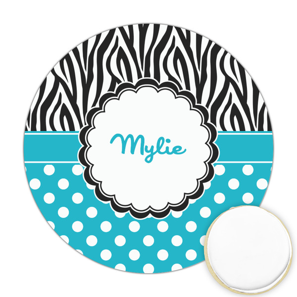 Custom Dots & Zebra Printed Cookie Topper - Round (Personalized)