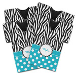 Dots & Zebra Jersey Bottle Cooler - Set of 4 (Personalized)