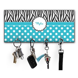 Dots & Zebra Key Hanger w/ 4 Hooks w/ Name or Text