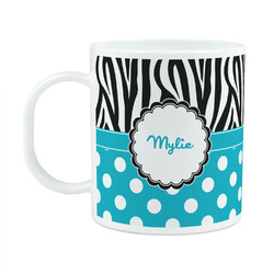 Dots & Zebra Plastic Kids Mug (Personalized)