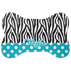 Dots & Zebra Bone Shaped Dog Food Mat (Personalized)