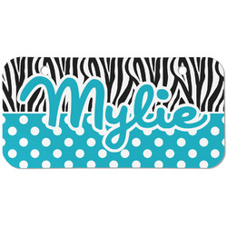 Dots & Zebra Mini/Bicycle License Plate (2 Holes) (Personalized)