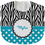 Dots & Zebra Velour Baby Bib w/ Name or Text