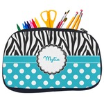 Dots & Zebra Neoprene Pencil Case - Medium w/ Name or Text