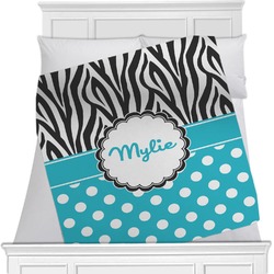 Dots & Zebra Minky Blanket - Toddler / Throw - 60"x50" - Double Sided (Personalized)