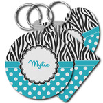 Dots & Zebra Plastic Keychain (Personalized)