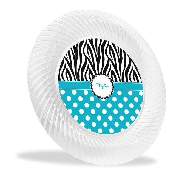 Custom Dots & Zebra Plastic Party Dinner Plates - 10" (Personalized)