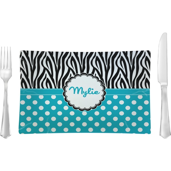 Custom Dots & Zebra Glass Rectangular Lunch / Dinner Plate (Personalized)