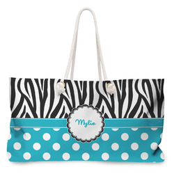Dots & Zebra Large Tote Bag with Rope Handles (Personalized)